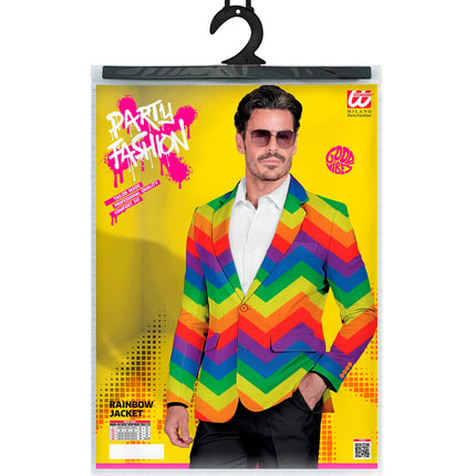 Regenboog colbert Ella achterkant - regenboog verkleedjasje unisex pride party