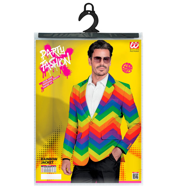 Regenboog colbert Ella achterkant - regenboog verkleedjasje unisex pride party