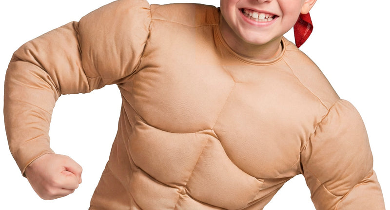 Spierballen shirt kind - dikmaak spierbundel shirt met nep sixpack voor kinderen