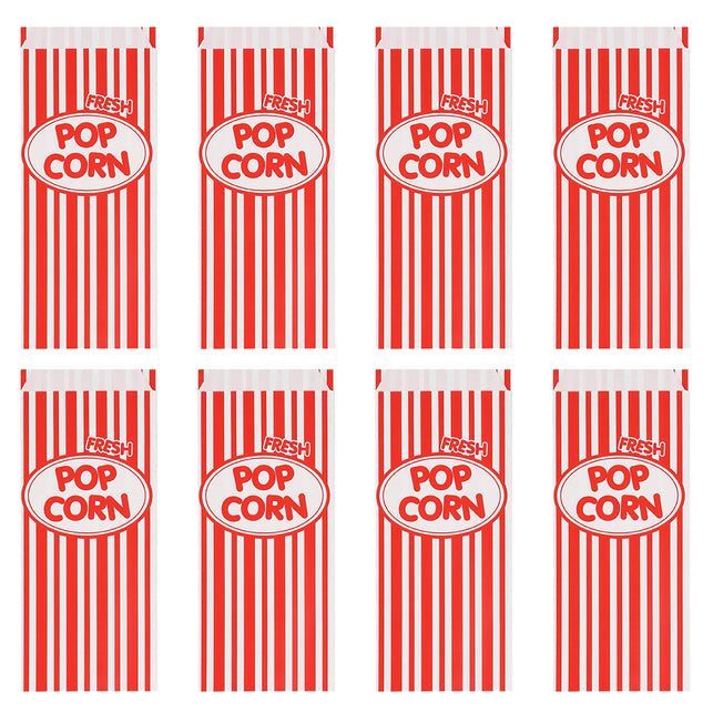 Set 8 papieren popcorn uitdeelzakjes 30x13x8 cm