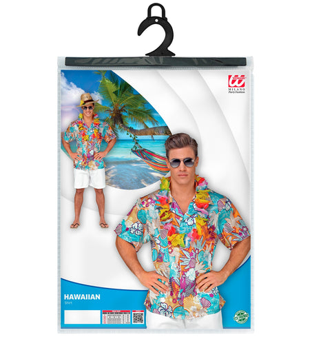 Hawaiihemd flowers compleet, satijnen aloha shirt tropisch feest