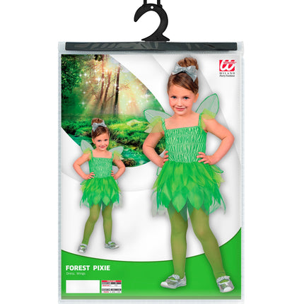 Groene feeen verkleedjurk kind met vleugels, bos-elfje Pixie outfit meisje