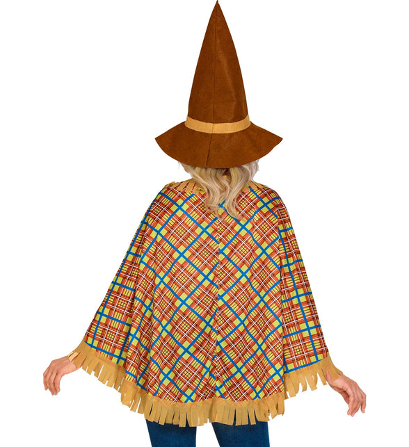 Vogelverschrikker poncho detail - landelijk strooien kostuum cape unisex
