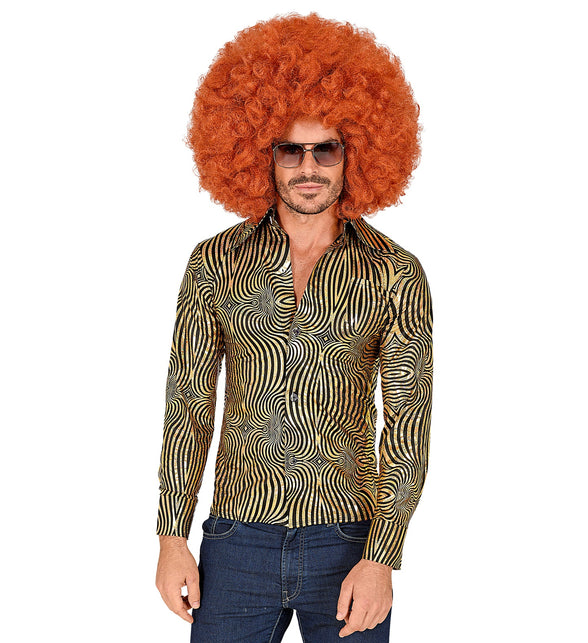 Gouden disco shirt heren gedragen - jaren 70 glittershirt saturday night fever