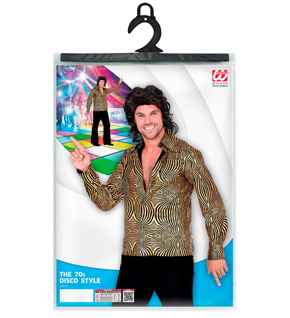 Disco shirt jaren 70 goud achterkant - gouden glitter golven shirt heren