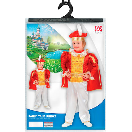 Prinsen verkleedpak rood kind compleet met riem en mantel, sprookjesprins outfit