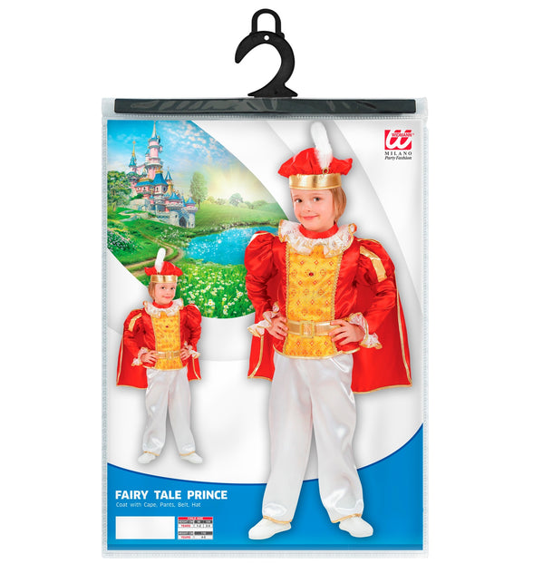 Prinsen verkleedpak rood kind compleet met riem en mantel, sprookjesprins outfit