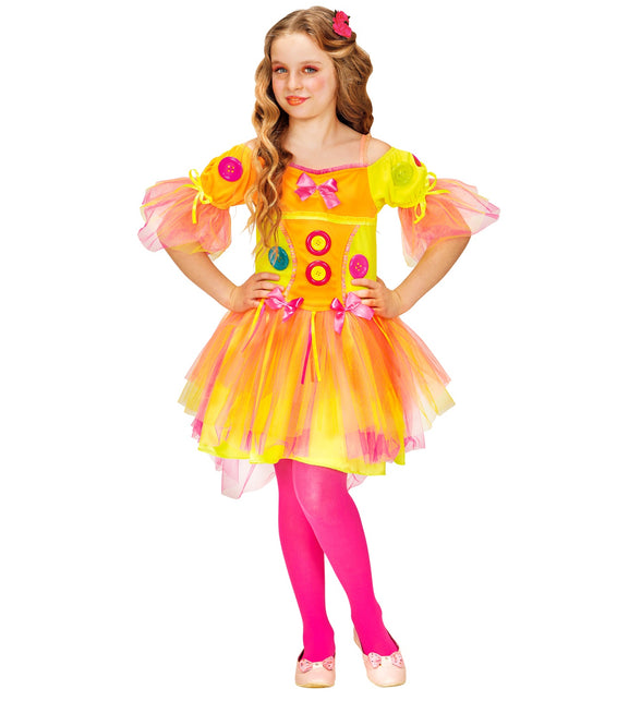 Neon fantasie jurkje meisje compleet, kleurrijke verkleedjurk fantasy