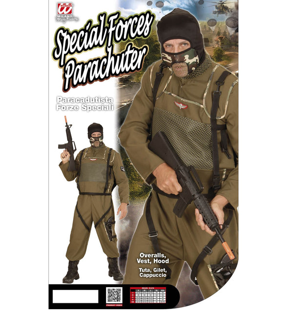 Special force parachute pak compleet, leger overall met vest en kap