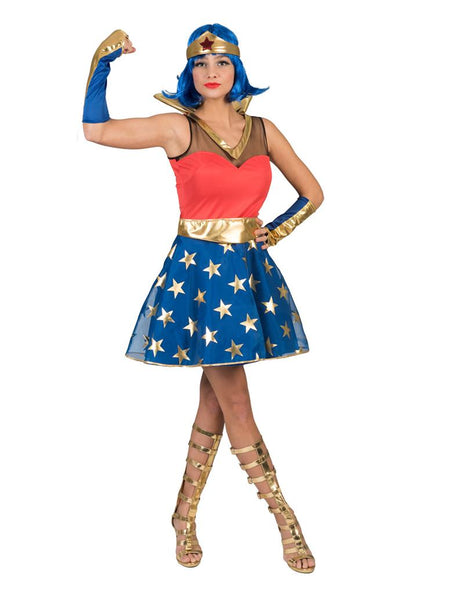 Superwoman jurk voor dames vooraanzicht – carnavalskostuum