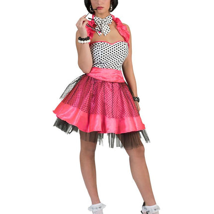 Rock'n Roll jurk roze zijaanzicht – verkleedkleding