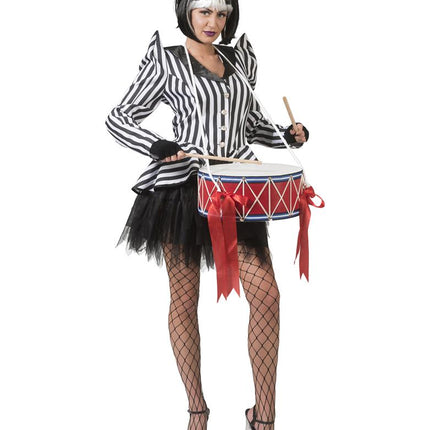 Gestreepte carnavalsjas Denise zijaanzicht – verkleedkleding