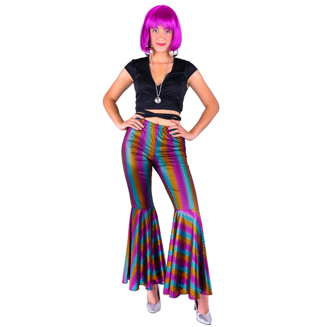 Regenboog pailletten broek vooraanzicht – carnavalskostuum