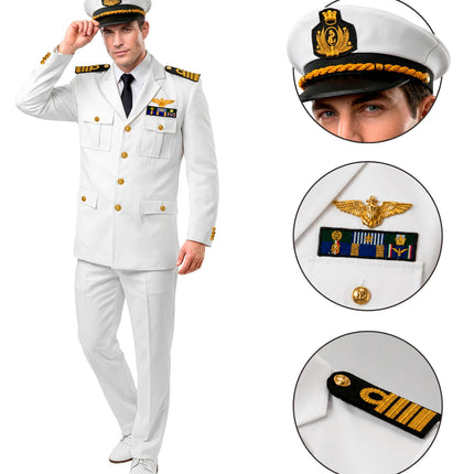 Kapitein colbert voor heren zijaanzicht – verkleedkleding