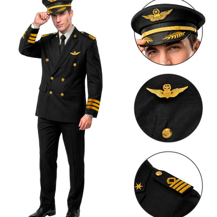 Piloot colbert voor heren zijaanzicht – verkleedkleding