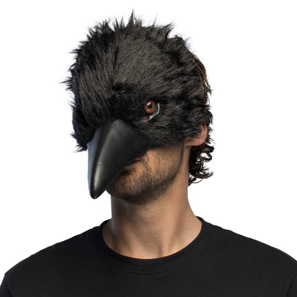 Pluchen halfmasker Kraai zwart Halloween fantasy