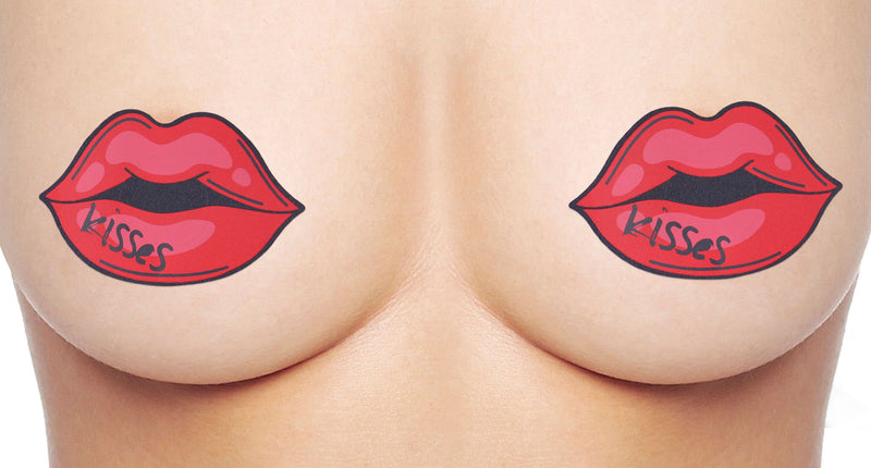 2 tepelstickers rode lippen