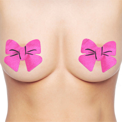 2 tepelstickers fuchsia strik UV
