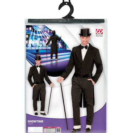 Zwarte frackjas heren compleet, elegante slipjas Showtime