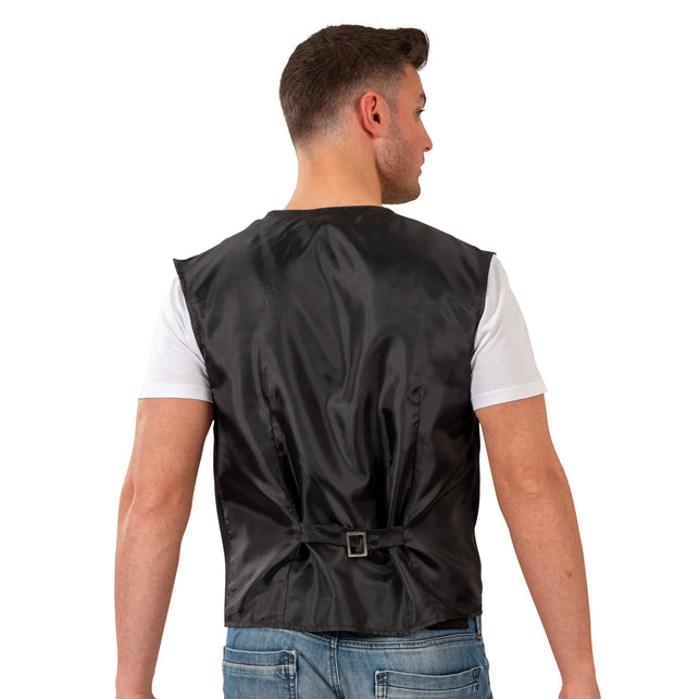 Zwart vest zijaanzicht – verkleedkleding