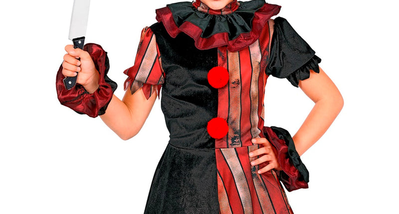 Gemene clowns jurk voor meisjes vooraanzicht – kostuums