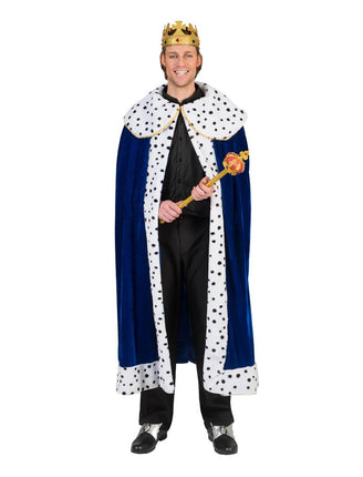 Koningscape deluxe blauw vooraanzicht – carnavalskostuum