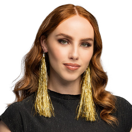 Paar oorbellen Festival goud 20 cm clips glamour