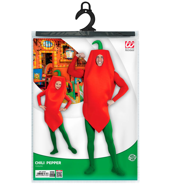 Chilipeper kostuum compleet, grappig rode peper groente verkleedpak volwassenen