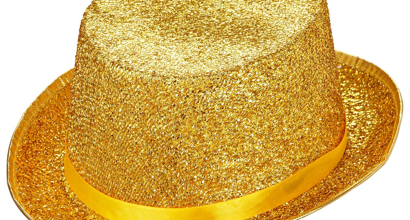 Hoge hoed goud glitter lurex