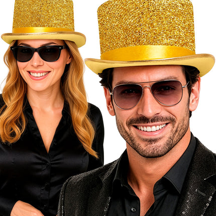 Hoge hoed goud glitter lurex — foto 2