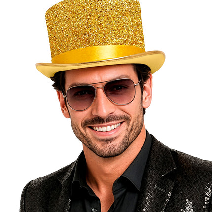 Hoge hoed goud glitter lurex — foto 3