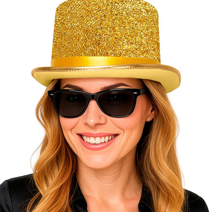 Hoge hoed goud glitter lurex — foto 4