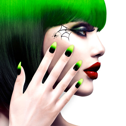 Stiletto nagels zwart neon groen — foto 3