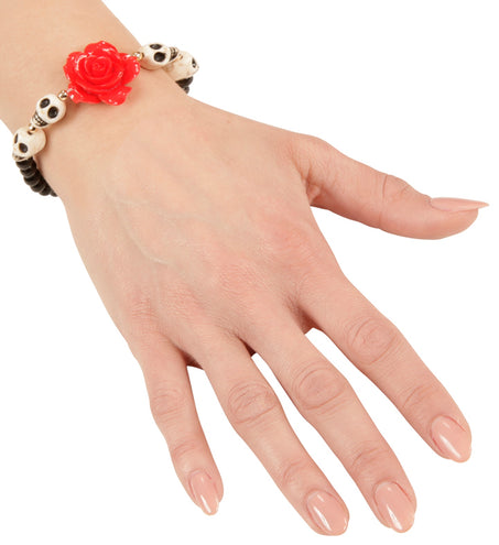 Schedel armband met rode roos — foto 2