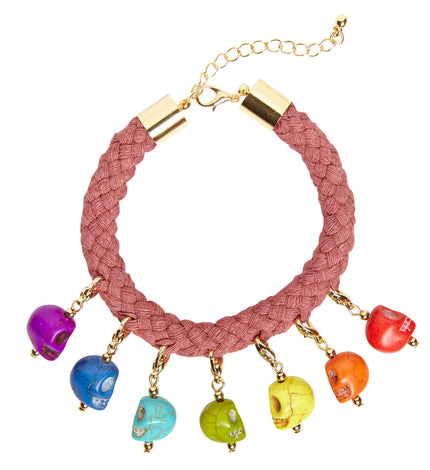 Armbandje met 7 doodskopjes