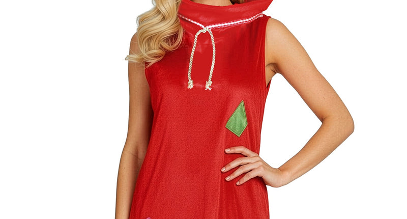 Kerstjurkje kerstman zak rood fluweel dames