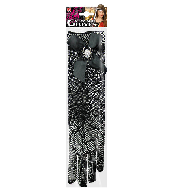 Handschoenen spinnenweb met strass schedel — foto 2