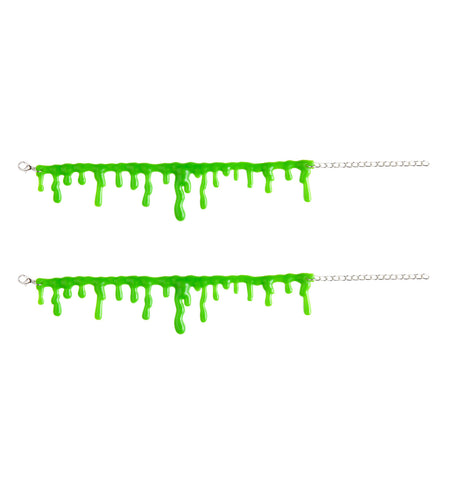 Armband groen slijm druppels van PVC met zilverkleurig kettinkje, twee stuks