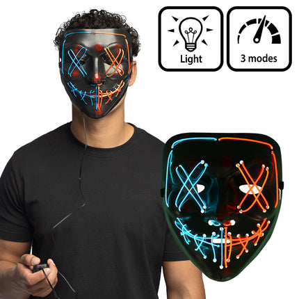 LED masker Killer smile duo zwart Halloween horror