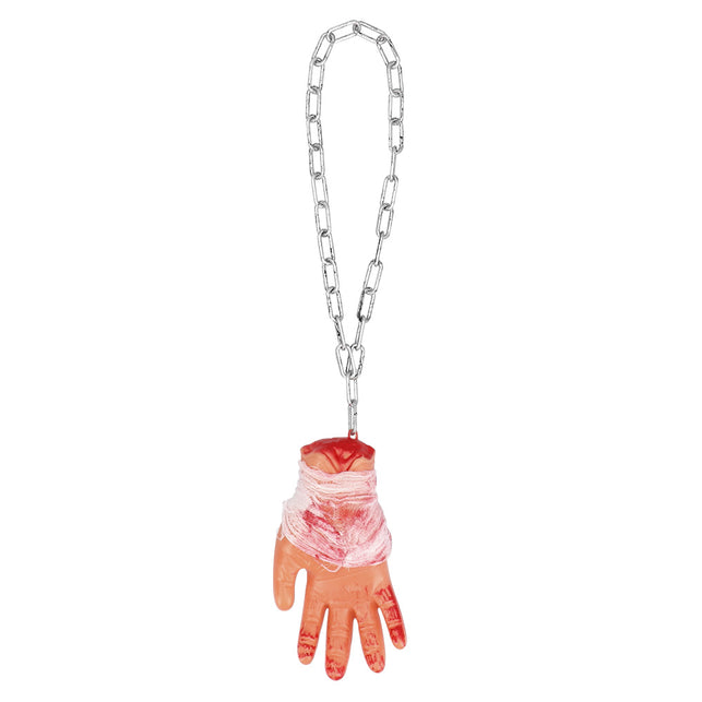 Decoratie Bloederige hand ketting 63 cm Halloween horror