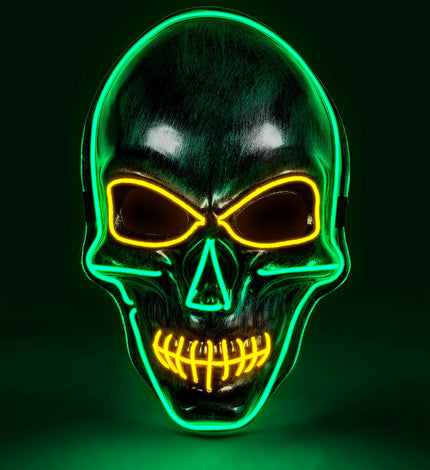 Zilveren schedel masker met gekleurd ledlicht
