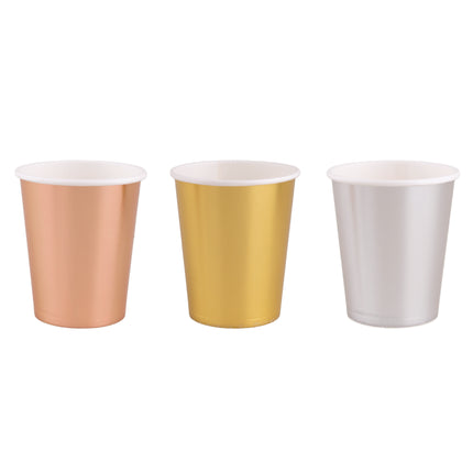 8 bekers 3 kleuren goud roze zilver