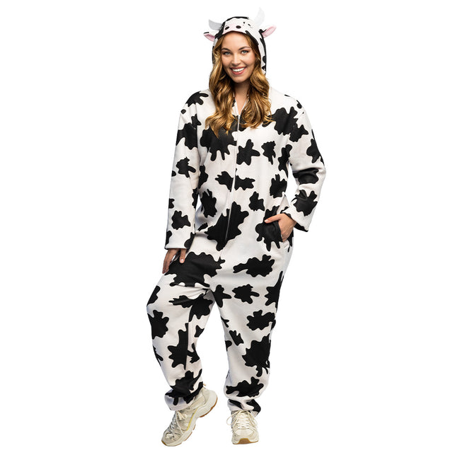 Witte koeienjumpsuit met zwarte vlekken