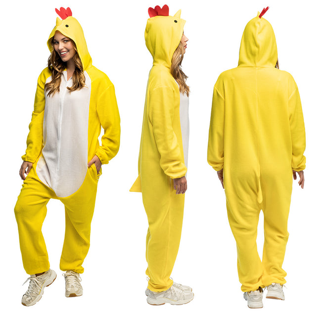Gele pluche kippenoutfit unisex