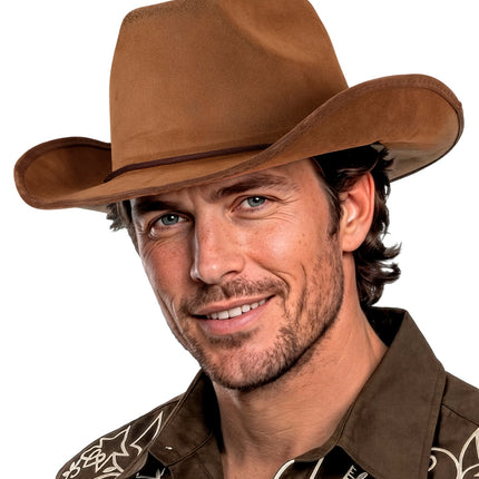 Cowboy hoed vintage suede bruin close-up – hoeden