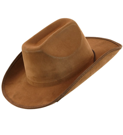 Cowboy hoed vintage suede bruin vooraanzicht – hoeden