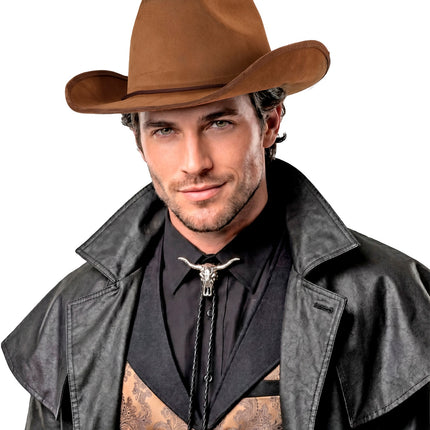 Cowboy hoed vintage suede bruin totaalbeeld – hoeden