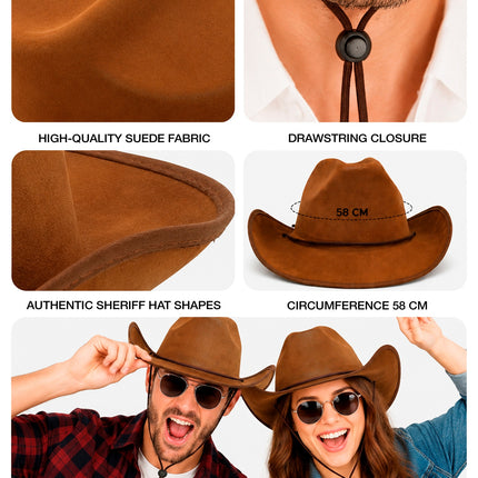 Cowboy hoed vintage suede bruin productfoto – hoeden