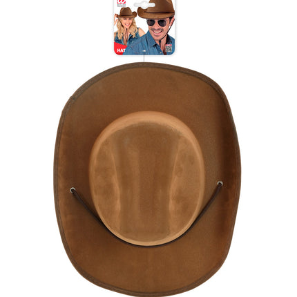 Cowboy hoed vintage suede bruin zijaanzicht – hoeden