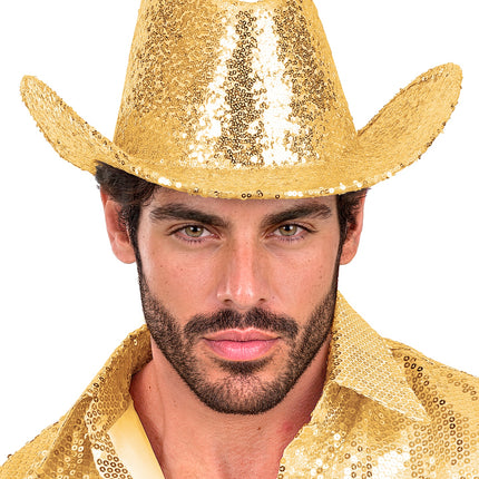 Cowboy hoed pailletten goud sfeerbeeld – hoeden